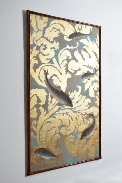 Fishes and foliage print on canvas 1970s  - 4705108