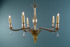 Five Arm Moderne Murano Chandelier with Drops - 2255014