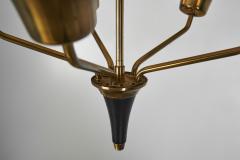 Five Armed Brass Chandelier with Floral Details Europe 1950s - 4098386