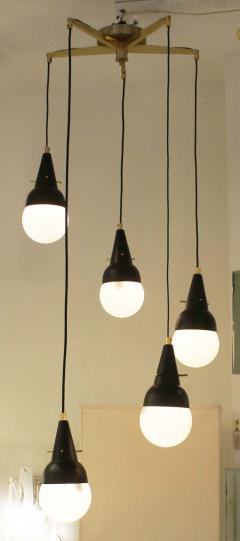 Five Pendant Fixture in the Manner of Stilnovo Italy 1950s - 101775