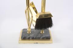 Five Piece Brass Black Marble Fireplace Tool Set - 1959715