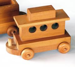 Five piece wooden train set attributed to Montgomery Schoolhouse Vermont - 2130247