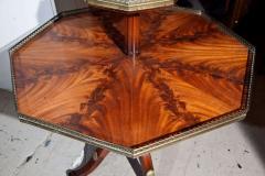 Flame Mahogany Octagonal Two Tier Table White Marble Top Pedestal Base Jansen - 3013228