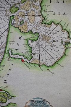 Flanders Holland Norfolk Hand Colored 17th Century Sea Chart by Collins - 2684756