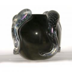 Flavio Costantini Costantini Italian Sculpture Iridescent Black Murano Glass Round Vase - 3914691