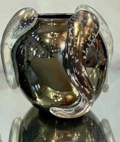 Flavio Costantini Costantini Italian Sculpture Iridescent Black Murano Glass Round Vase - 3914697