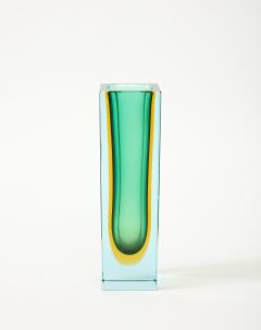 Flavio Poli 1970s Italian Green and Yellow Murano Sommerso Glass Vase by Flavio Poli - 3770984