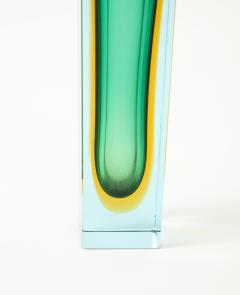 Flavio Poli 1970s Italian Green and Yellow Murano Sommerso Glass Vase by Flavio Poli - 3770985