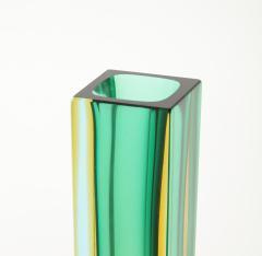 Flavio Poli 1970s Italian Green and Yellow Murano Sommerso Glass Vase by Flavio Poli - 3770986