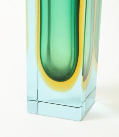 Flavio Poli 1970s Italian Green and Yellow Murano Sommerso Glass Vase by Flavio Poli - 3770989