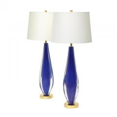 Flavio Poli Flavio Poli Lamps Sommerso Glass Blue Gold Seguso Murano - 2777732