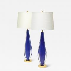 Flavio Poli Flavio Poli Lamps Sommerso Glass Blue Gold Seguso Murano - 2784595