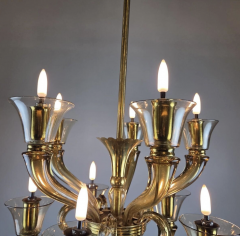 Flavio Poli Glass Chandelier with 15 Light Arms 1940 - 4310391