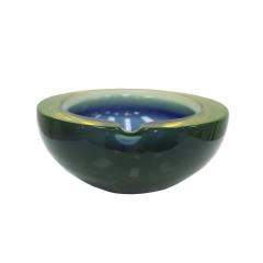 Flavio Poli Mid Century Modern Blue Yellow Sommerso Murano Glass Ashtray by Flavio Poli 1950 - 3648691