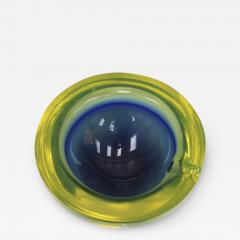 Flavio Poli Mid Century Modern Blue Yellow Sommerso Murano Glass Ashtray by Flavio Poli 1950 - 3650235