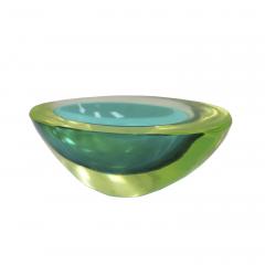 Flavio Poli MidCentury Turquoise and yellow Sommerso Murano Glass Bowl by Flavio Poli 1950 - 3648686