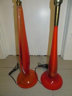 Flavio Poli Scrumptious Pair of Flavio Poli Orange Murano Lamps Mid Century Modern - 1333138