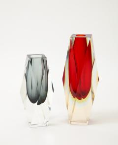 Flavio Poli Set of Two 1970s Faceted Murano Glass Sommerso vases By Flavio Poli  - 3473731