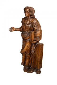 Flemish Baroque Carved Oak Figure Of A Scholar - 4139470