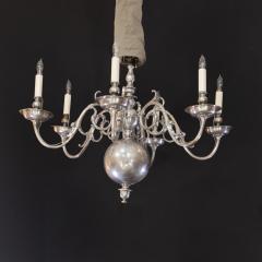 Flemish Baroque Style Silver Plated Cast Bronze Six Light Chandelier circa 1870 - 3857752