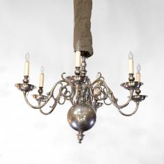 Flemish Baroque Style Silver Plated Cast Bronze Six Light Chandelier circa 1870 - 3857753