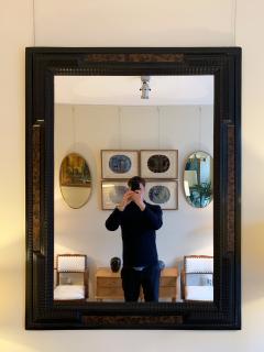 Flemish Style Faux Tortoishell and Ebonised Ripple Frame Mirror - 1667807