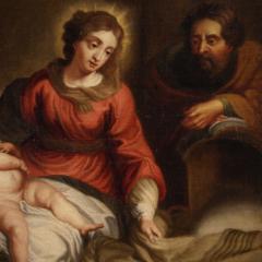 Flemish religious painting Holy Family from 18th century - 3914536