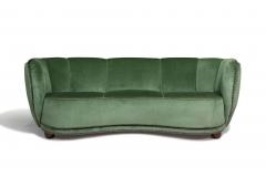 Flemming Lassen Flemming Lassen 1930s Danish Deco Curved Back Settee in Original Green Mohair - 4611222