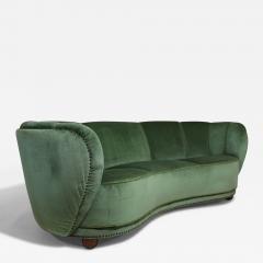 Flemming Lassen Flemming Lassen 1930s Danish Deco Curved Back Settee in Original Green Mohair - 4613836