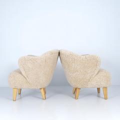Flemming Lassen Pair of Flemming Lassen Ingeborg Chairs in Honey Sheepskin Asko 1950s - 4525129