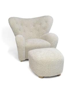 Flemming Lassen Tired Man Sheepskin Lounge Chair and Ottoman - 2867672