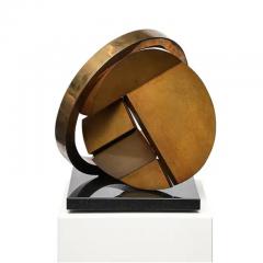 Fletcher Benton Fletcher Benton Sculpture Folded Circle Zig Zag 1994 Bronze Granite Signed - 3935643