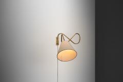Flexible Wall Lamp in Brass with Fabric Shade Denmark Mid 20th Century - 4691689