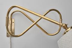 Flexible Wall Lamp in Brass with Fabric Shade Denmark Mid 20th Century - 4696184