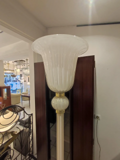 Floor Lamp in white Murano glass with gold glitter inserts - 2849898