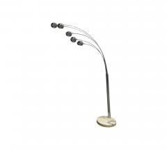 Floor Lamp with Five Bulbs in Chrome Glass Marble Unknown 1960s Lot 349 - 4360755