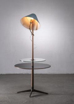 Floor lamp with wood and glass plateau Germany - 1936156