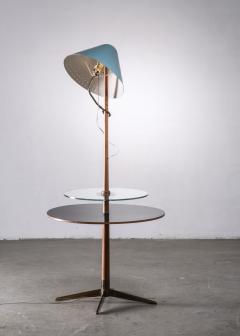 Floor lamp with wood and glass plateau Germany - 1936158