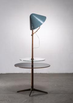 Floor lamp with wood and glass plateau Germany - 1936159