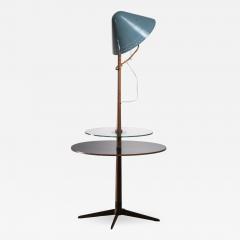 Floor lamp with wood and glass plateau Germany - 1937353