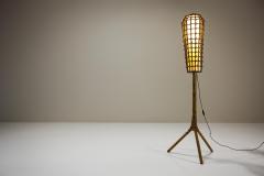 Floorlamp in Bamboo with Woven Structure Italy 1970s - 3893608