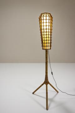 Floorlamp in Bamboo with Woven Structure Italy 1970s - 3893615