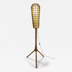 Floorlamp in Bamboo with Woven Structure Italy 1970s - 3895536