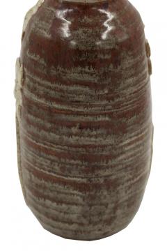 Floral Patterned Brown Earthenware Vase - 4674953
