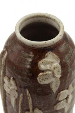 Floral Patterned Brown Earthenware Vase - 4674955
