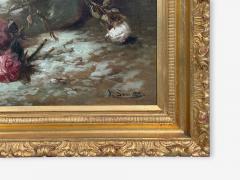 Floral Still Life Oil on Canvas A Fallen Vase with Flowers American 1920s - 4591254