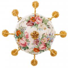 Floral opaline glass and gilt bronze chandelier - 1481574