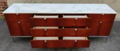 Florence Knoll 74 Long Calacatta Marble Rosewood Florence Knoll Executive Credenza Cabinet - 3617235