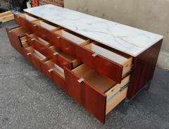 Florence Knoll 74 Long Calacatta Marble Rosewood Florence Knoll Executive Credenza Cabinet - 3617238