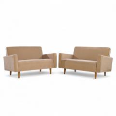 Florence Knoll Early Florence Knoll Mid Century Mohair Settee Sofa Pair - 4261326